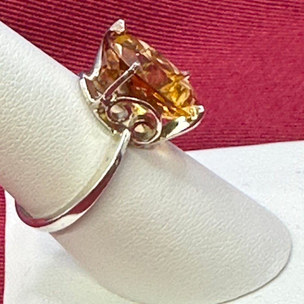Large Natural Citrine Stone Ring on Silver Base.  Size 8. - Picture 7 of 14